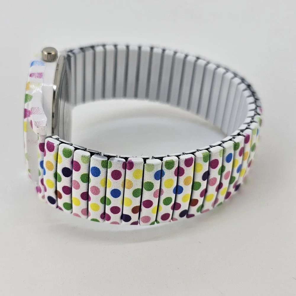 36MM Women's Watch White Dial Polka Multicolor Strech Band‎ 6.5
